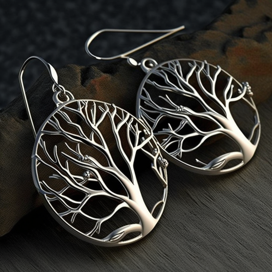 Silver Tree Branch Earrings