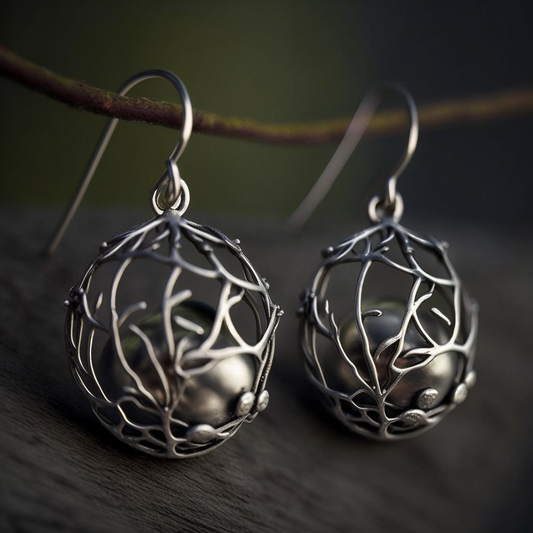 Silver Tree Branch Earrings