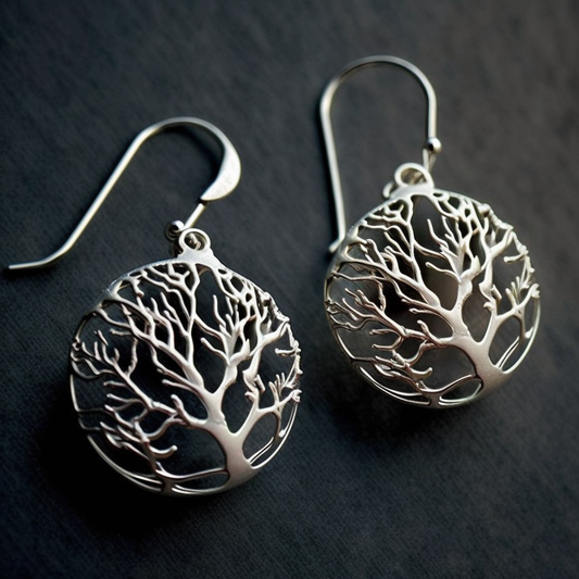 Silver Tree Branch Earrings