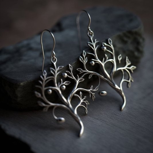 Silver Tree Branch Earrings