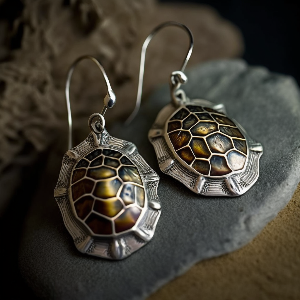 Silver Turtle Shell Earrings