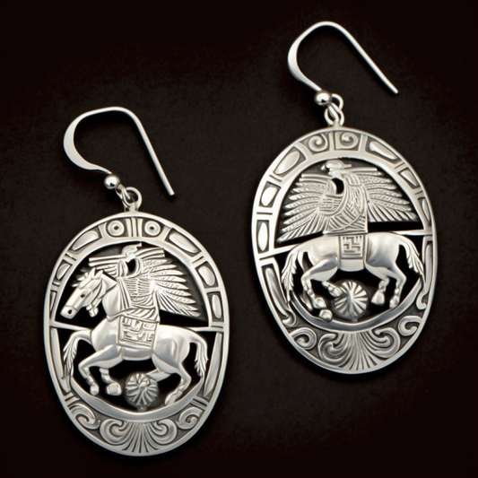 Earrings Silver Aztec