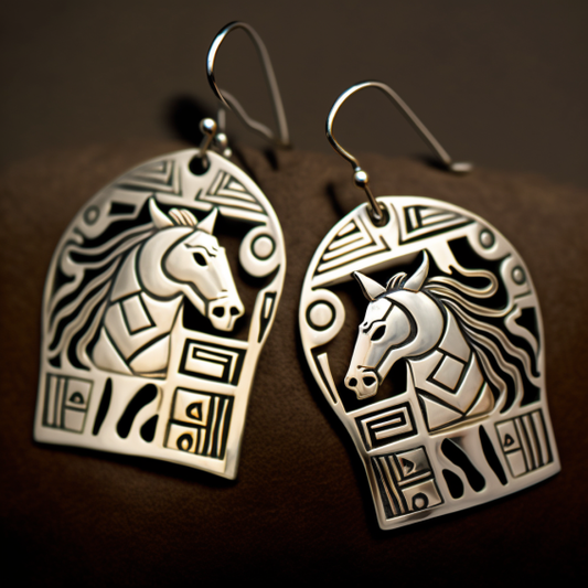 Earrings Silver Aztec Horse