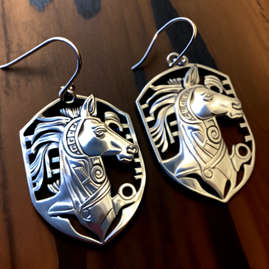Earrings Silver Aztec Running Horse