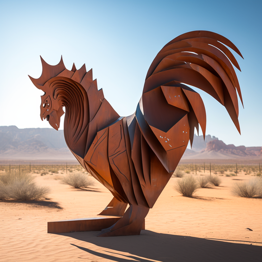 Corten Steel Rooster Sculpture
