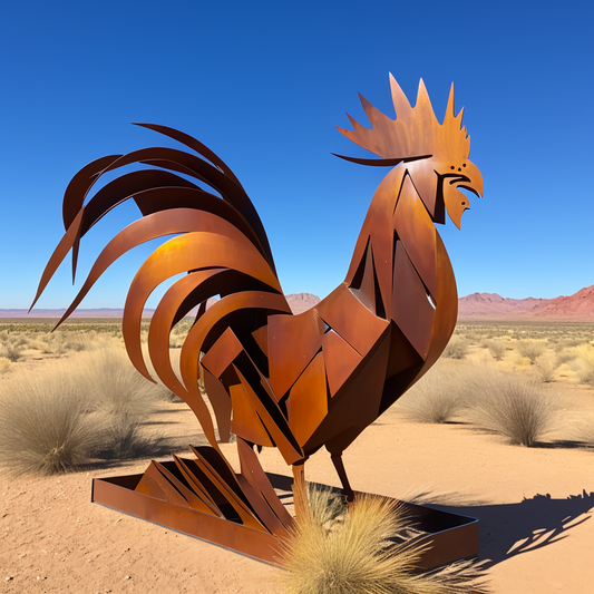 Corten Steel Rooster Sculpture