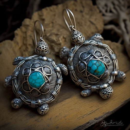Silver Turtle Earrings