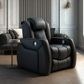 A luxurious recliner with a soft leather upholstery and built-in massagers. 