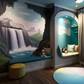 Built-in Seating and Waterfall Mural